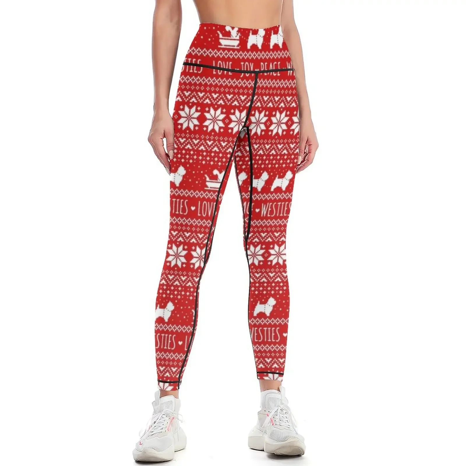 Yoga Fitness Holiday - Amor, Alegría, Paz, Westies | Leggings